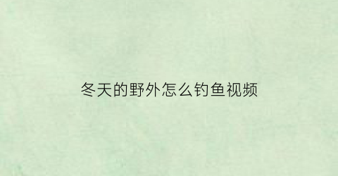 冬天的野外怎么钓鱼视频(冬天野钓视频大全高清)