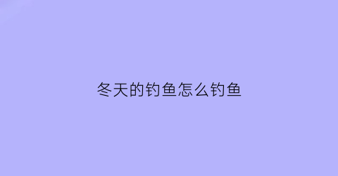 冬天的钓鱼怎么钓鱼(冬天钓鱼怎么钓好钓)