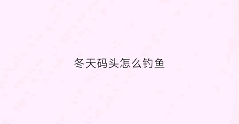 冬天码头怎么钓鱼(为什么冬天码头钓不到鱼)