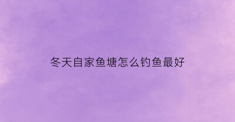 冬天自家鱼塘怎么钓鱼最好(冬天鱼塘怎么钓鲤鱼)