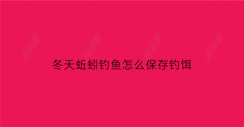 “冬天蚯蚓钓鱼怎么保存钓饵(冬天用蚯蚓钓鱼用什么打窝)