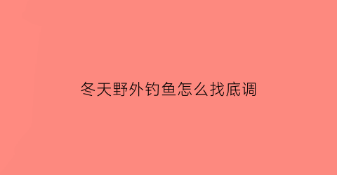 冬天野外钓鱼怎么找底调(冬天钓鱼怎样找钓位)