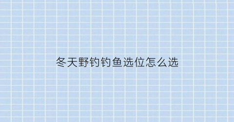 冬天野钓钓鱼选位怎么选(冬天野钓怎样选钓位)