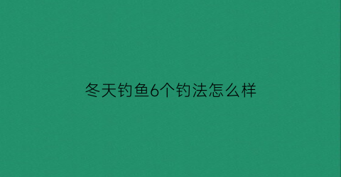 冬天钓鱼6个钓法怎么样(冬天钓鱼6个钓法怎么样才好钓)