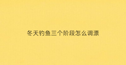 冬天钓鱼三个阶段怎么调漂(冬天钓鱼调几钓几最好)