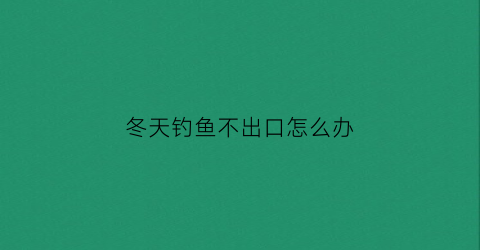 冬天钓鱼不出口怎么办(冬天钓鱼不出口怎么办呢)