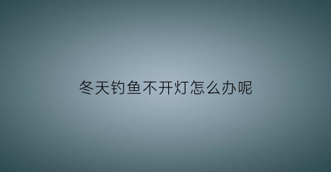 冬天钓鱼不开灯怎么办呢(冬天钓鱼不开灯怎么办呢视频教程)