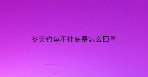 冬天钓鱼不挂底是怎么回事