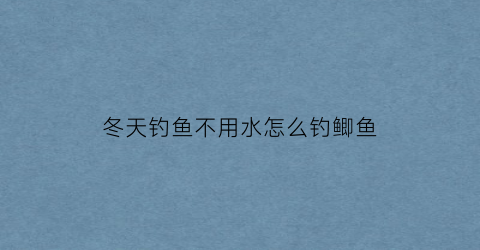冬天钓鱼不用水怎么钓鲫鱼(冬天钓上来的鱼不放水会死吗)