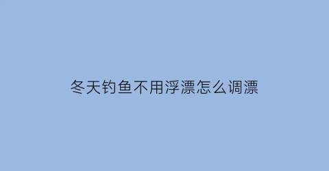 冬天钓鱼不用浮漂怎么调漂(冬天钓鱼不用浮漂怎么调漂呢)