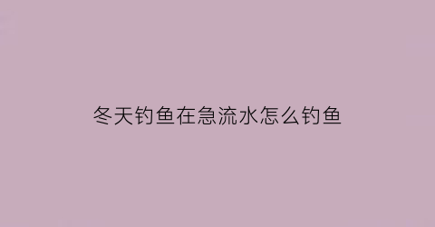 冬天钓鱼在急流水怎么钓鱼