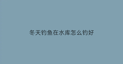 “冬天钓鱼在水库怎么钓好(冬天钓水库的鱼怎么选位置)