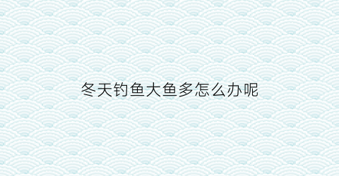 冬天钓鱼大鱼多怎么办呢(冬天钓鱼大鱼多怎么办呢视频)