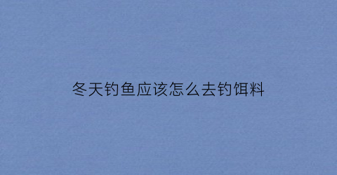 “冬天钓鱼应该怎么去钓饵料(冬天钓鱼妙招)