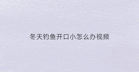 冬天钓鱼开口小怎么办视频(冬天野钓不开口怎么办)