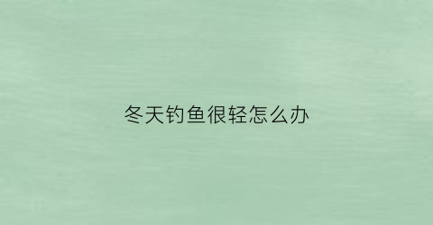 冬天钓鱼很轻怎么办(冬天钓鱼太冷怎么办)
