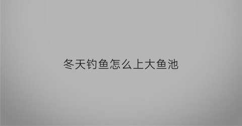 冬天钓鱼怎么上大鱼池(冬天怎么钓的鱼大一些)