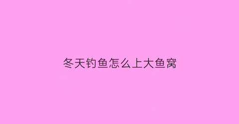 冬天钓鱼怎么上大鱼窝