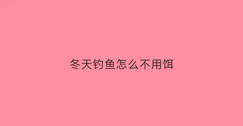 “冬天钓鱼怎么不用饵(冬天钓鱼不打窝可以吗)