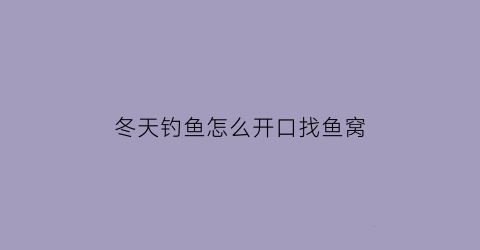 冬天钓鱼怎么开口找鱼窝(冬天钓鱼怎么找到鱼窝)