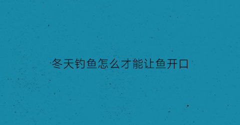 “冬天钓鱼怎么才能让鱼开口(冬天钓鱼小技巧)