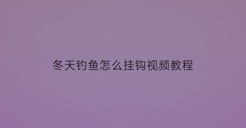 “冬天钓鱼怎么挂钩视频教程(冬天钓鱼鱼钩应该在水中什么位置最好)