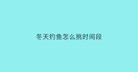 冬天钓鱼怎么挑时间段