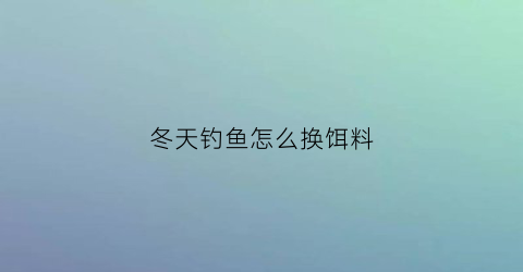 “冬天钓鱼怎么换饵料(冬天钓鱼怎么换饵料最好)