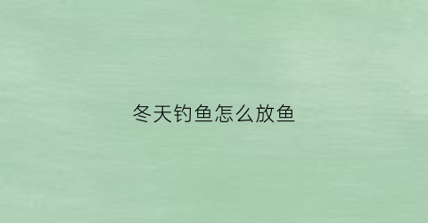 冬天钓鱼怎么放鱼(冬天钓鱼怎么放鱼最好)