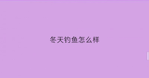 冬天钓鱼怎么样