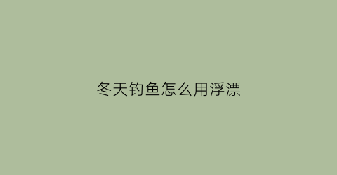 “冬天钓鱼怎么用浮漂(冬天钓鱼钓浮好不好钓鱼)