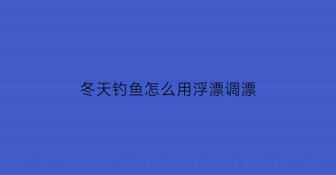冬天钓鱼怎么用浮漂调漂(冬天怎么调漂合适)