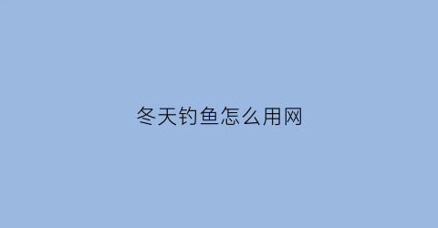 冬天钓鱼怎么用网(冬天钓鱼怎么用网子)