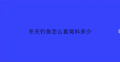 “冬天钓鱼怎么看窝料多少(冬天河里钓鱼怎么看鱼窝)