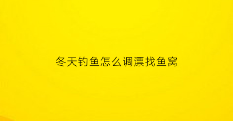 冬天钓鱼怎么调漂找鱼窝