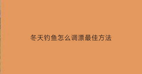 “冬天钓鱼怎么调漂最佳方法(冬天如何调钓)