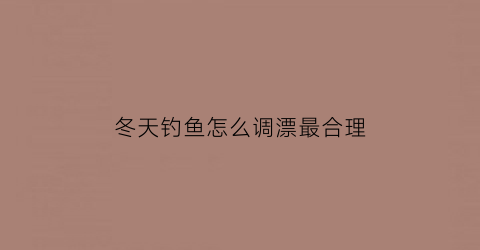 冬天钓鱼怎么调漂最合理(冬天钓鱼调漂技巧野钓)