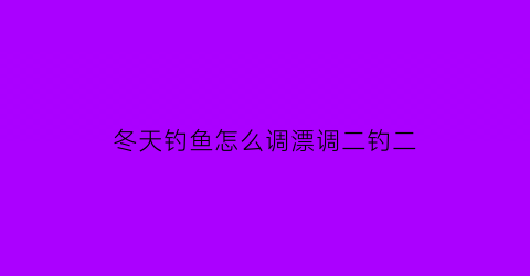 冬天钓鱼怎么调漂调二钓二(冬天钓鱼调漂技巧野钓视频教程)