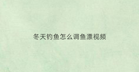 冬天钓鱼怎么调鱼漂视频