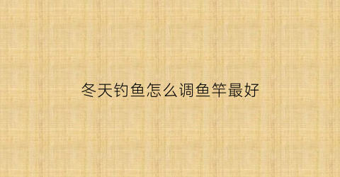 冬天钓鱼怎么调鱼竿最好(冬天钓鱼调高还是调低)