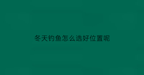 冬天钓鱼怎么选好位置呢(冬天钓鱼怎么选钓位)