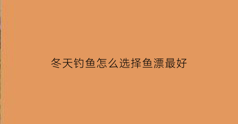 冬天钓鱼怎么选择鱼漂最好(冬天钓鱼用什么样的鱼漂)