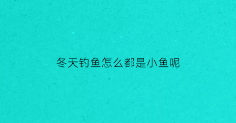 “冬天钓鱼怎么都是小鱼呢(冬天钓鱼怎么都是小鱼呢怎么回事)