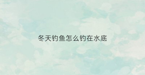 冬天钓鱼怎么钓在水底(冬天里怎么钓鱼)