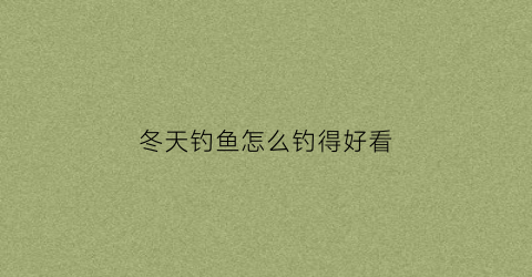 冬天钓鱼怎么钓得好看(冬天钓鱼技巧大全入门)