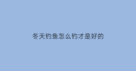 冬天钓鱼怎么钓才是好的(冬天钓鱼小技巧)