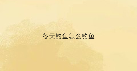 “冬天钓鱼怎么钓鱼(冬天钓鱼怎么钓新手求大神指教)