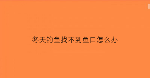 “冬天钓鱼找不到鱼口怎么办(冬季钓鱼没口怎么办)