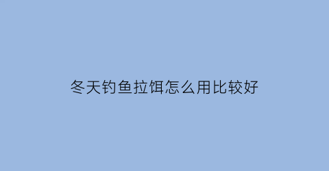 冬天钓鱼拉饵怎么用比较好(冬天钓拉饵怎么调漂)