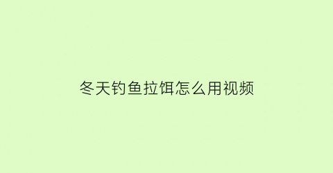冬天钓鱼拉饵怎么用视频(冬天钓拉饵怎么调漂)